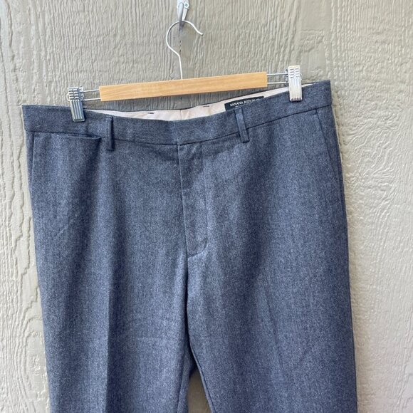 BANANA REPUBLIC 100% Wool  Dress Pants Men's 35 x 32 (29) Tailored Slim Fit Gray - Picture 3 of 8